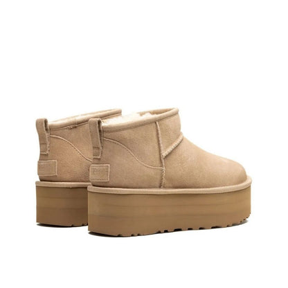 Beige Platform Slip-On Boot
