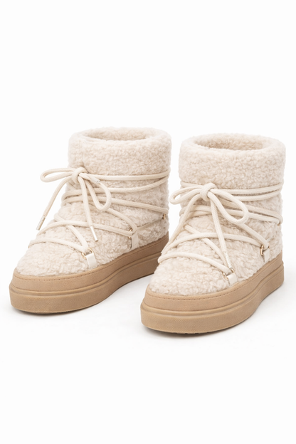 Cream Wool Winter Snow Boot