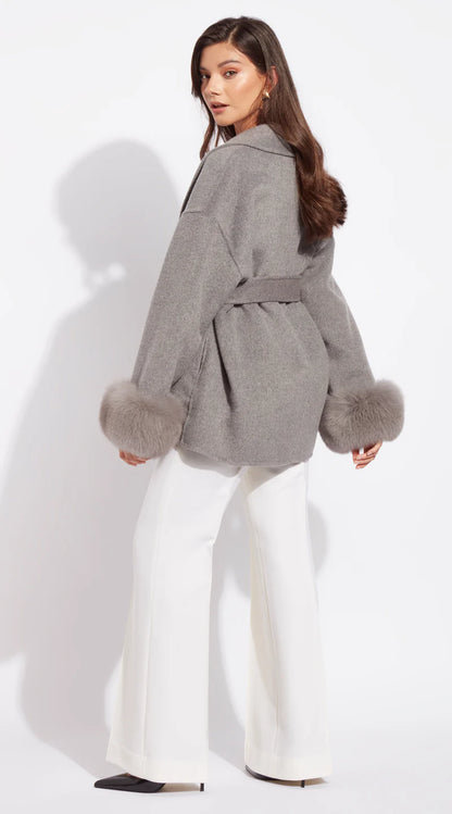 Der Amélie Wollmantel – Perlgrau