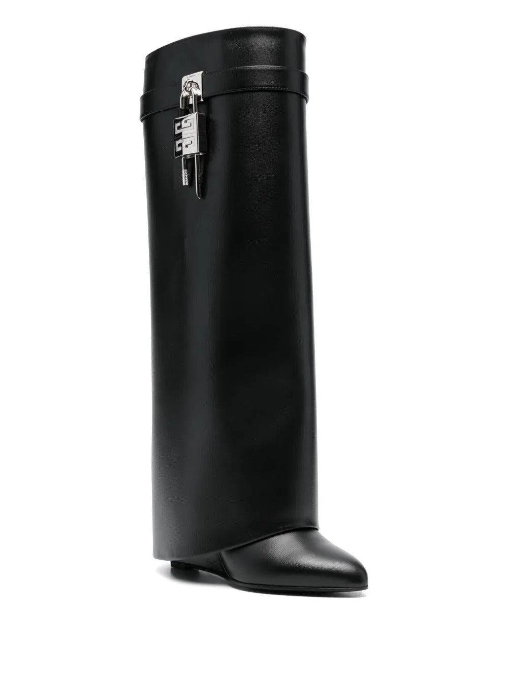 Black Padlock Knee-High Boot