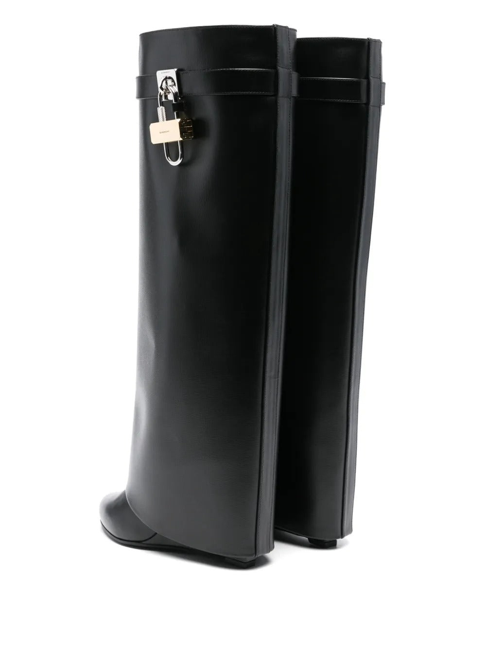 Black Padlock Knee-High Boot
