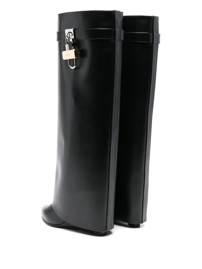 Black Padlock Knee-High Boot