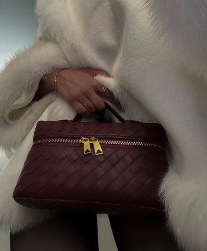 Genevieve Pelzmantel mit Pelzbesatz – Creme